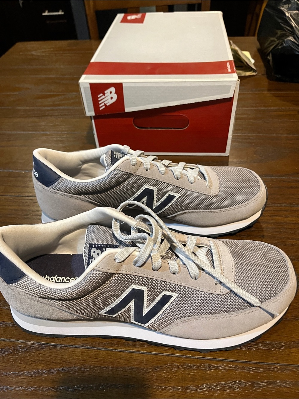 New Balance Men’s Light Grey and Navy Casual Sneakers